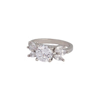 Silver Cubic Zirconia Navette Ring - link has visual effect only