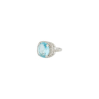 Silver Blue Cubic Zirconia Square Ring - link has visual effect only