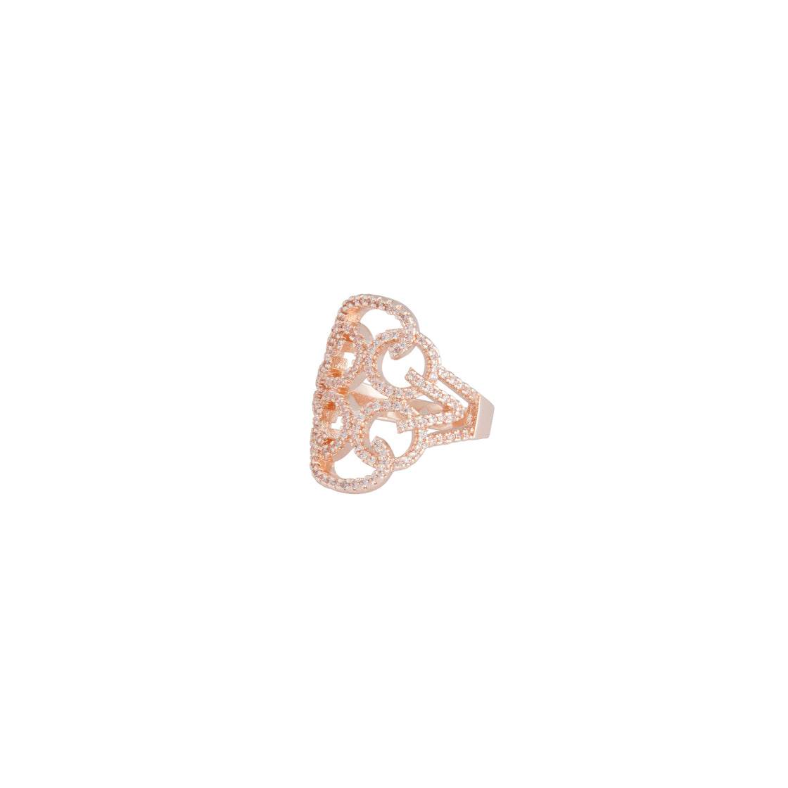 Rose Gold Cubic Zirconia Filigree Loop Ring