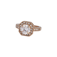 Gold Cubic Zirconia Square Surround Ring - link has visual effect only
