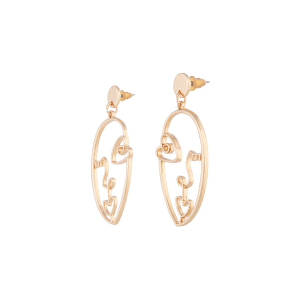 Gold Artist Inspired Face Drop Earrings