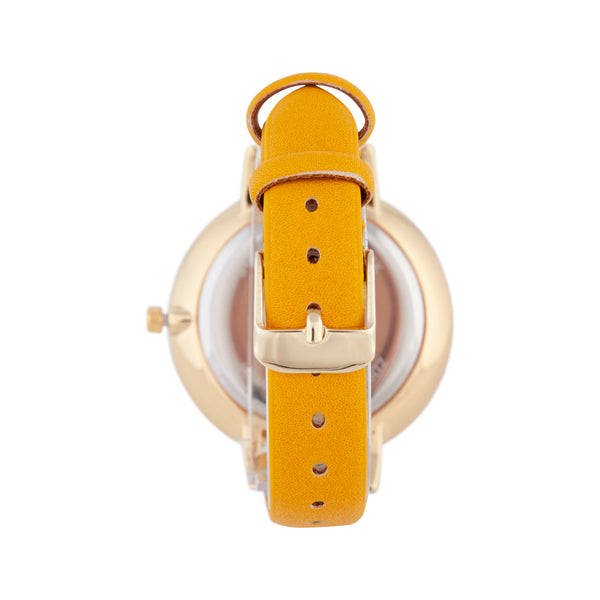 Mustard Blank Face PU Strap Watch