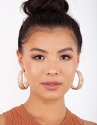 Brown Raffia Chunky Hoop Earrings - link has visual effect only