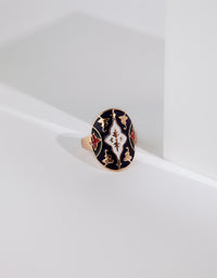 Gold Oval Enamel Disc Ring - link has visual effect only