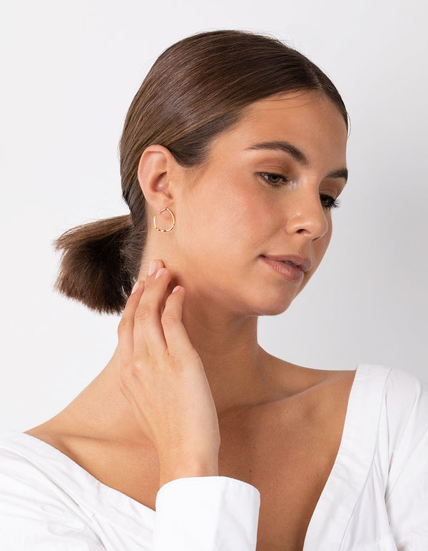 Gold Plated Sterling Silver Organic Circle Earrings