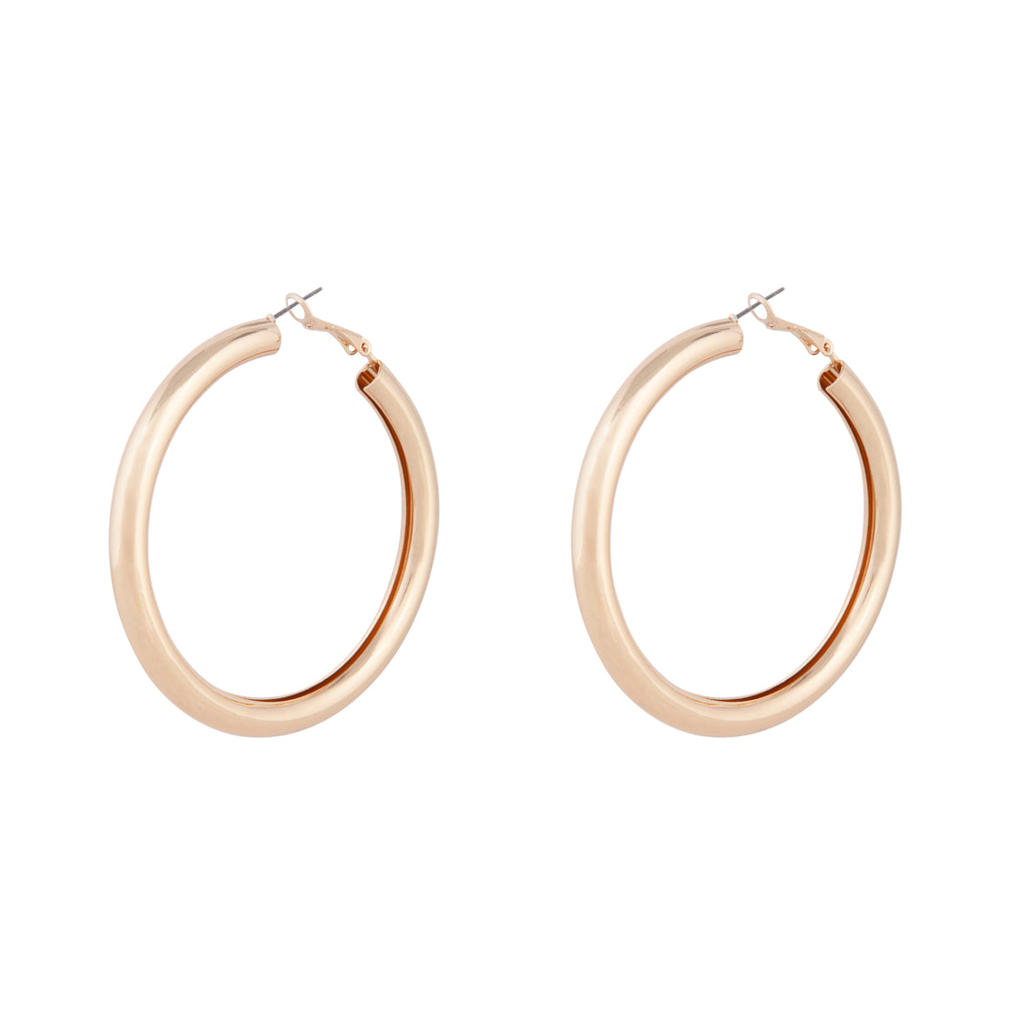 Polished Gold Tube Hoop Earrings
