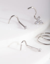 Surgical Steel Nose Ring & Stud 6-Pack - link has visual effect only