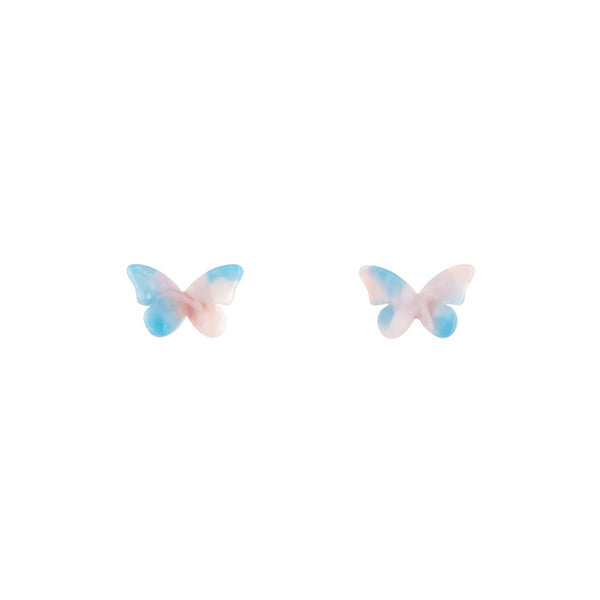 Pink Blue Resin Butterfly Earrings