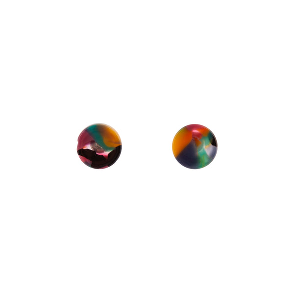 Rainbow Multi Resin Circle Earrings