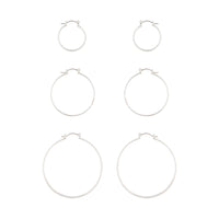 Silver Thick Hoop Gradual Earrings Trio - link has visual effect only
