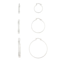 Silver Thick Hoop Gradual Earrings Trio - link has visual effect only