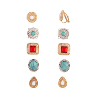 Mixed Metal Bohemian Stone Clip-On Earring 5-Pack - link has visual effect only