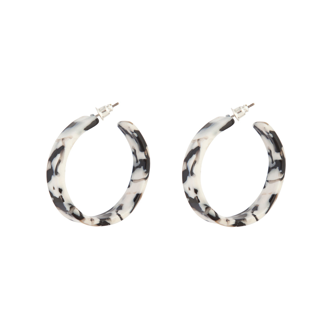 Black White Acrylic Tortoiseshell Hoop Earrings