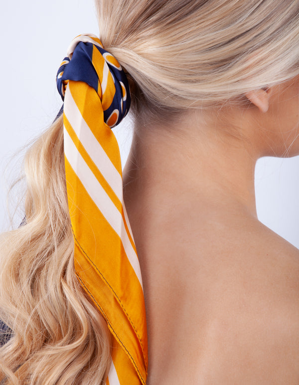Square Mustard Dot Bandana Hair Scarf