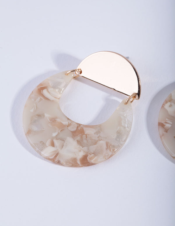 Gold Neutral Crescent Acrylic Earrings