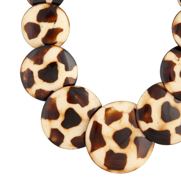 Brown Beige Wood Disc Necklace