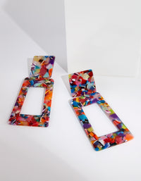 Acrylic Rainbow Square Top Cut-Out Earrings - link has visual effect only