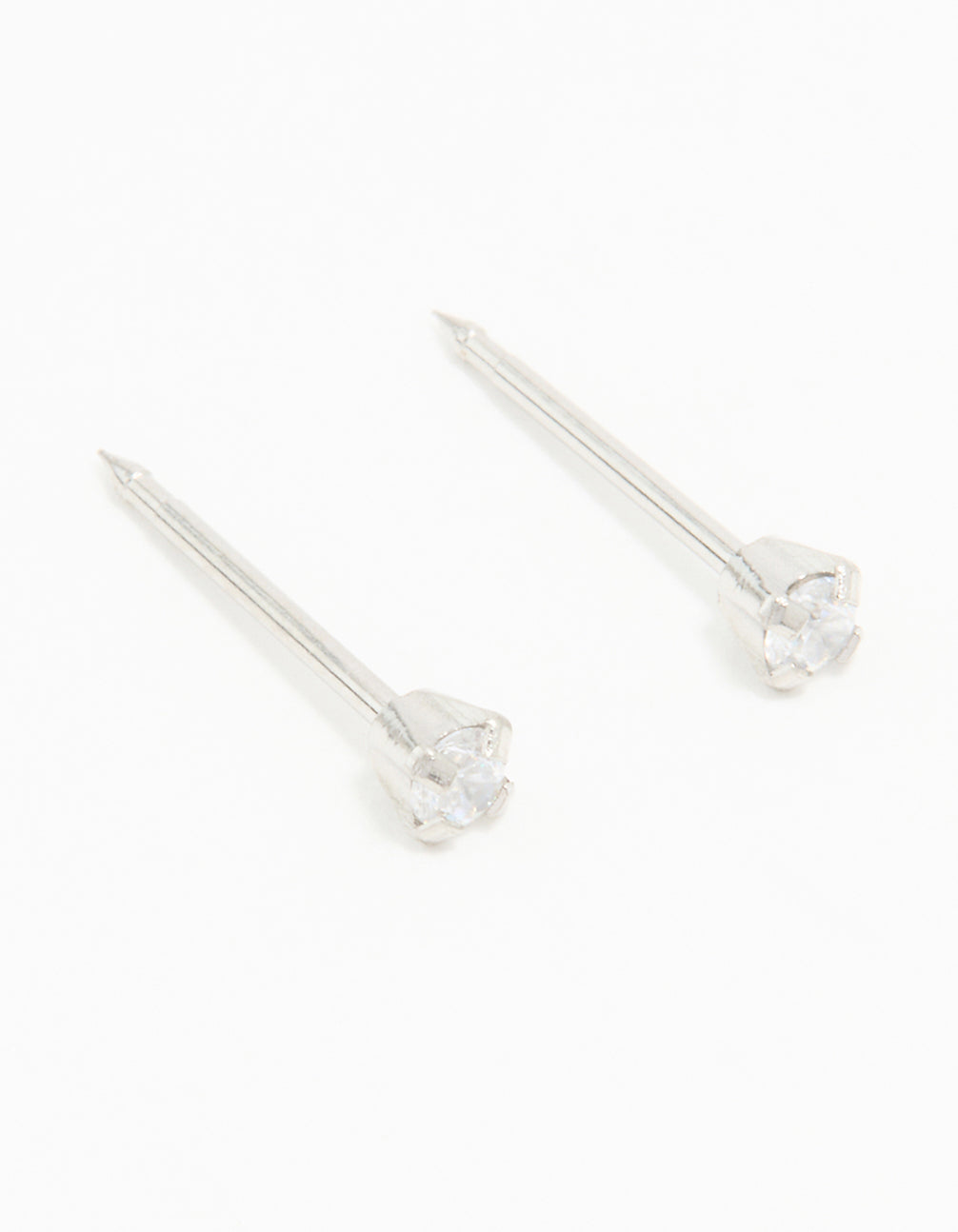 Discover surgical steel 2mm cubic zirconia piercing studs crafted from white materials with stud closure front view