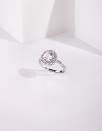 Silver Cubic Zirconia Surround Engagement Ring - link has visual effect only