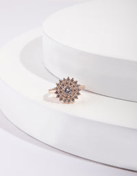 Gold Round Surround Cubic Zirconia Ring - link has visual effect only