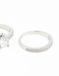 Silver Teardrop Cubic Zirconia Ring Stack - link has visual effect only