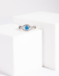 Silver Blue Cubic Zirconia Ring - link has visual effect only