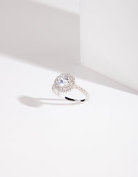 Rhodium Engagement Surround Cubic Zirconia Ring - link has visual effect only