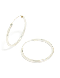 Sterling Silver Thick Hoop Earrings 30MM - link has visual effect only