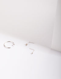 Sterling Silver Ball Diamante Nose Ring - link has visual effect only