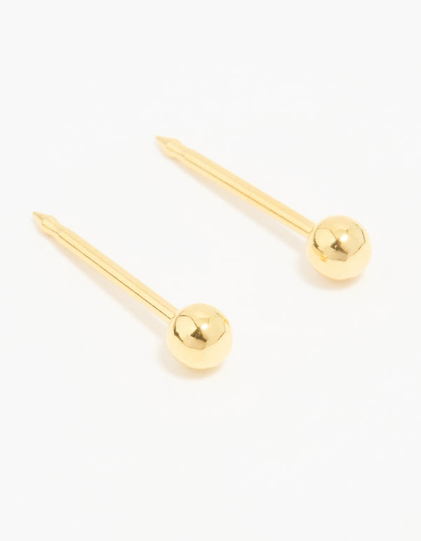 24KT Gold Plated Surgical Stainless Steel3MM Ball Piercing Stud