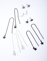 Silver Mixed Metal Star Earrings - link has visual effect only