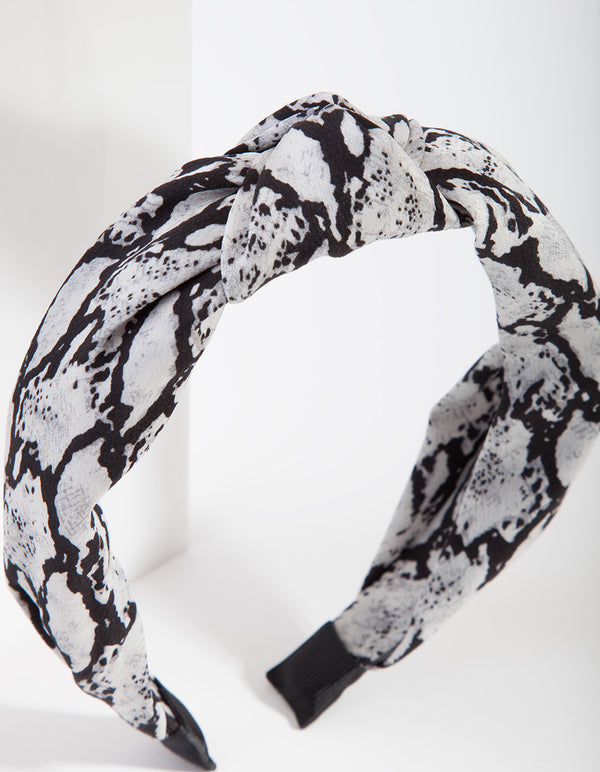 Black & White Snakeskin Turban Headband