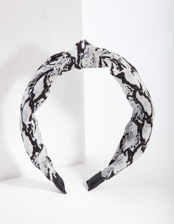 Black & White Snakeskin Turban Headband