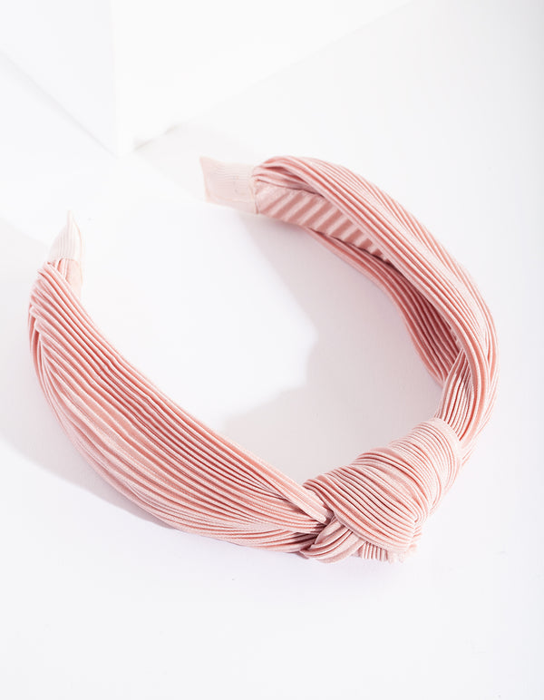 Pink Pleated Turban Headband