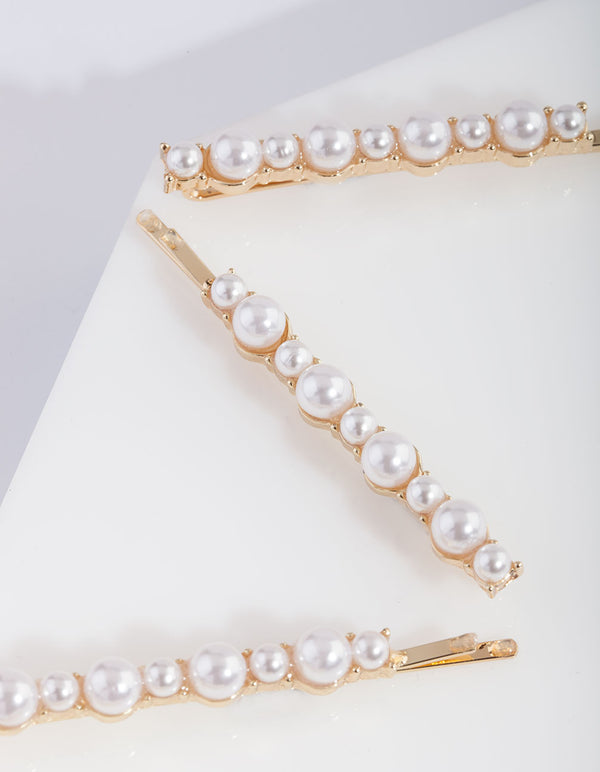 Gold Pearl Cluster Pins