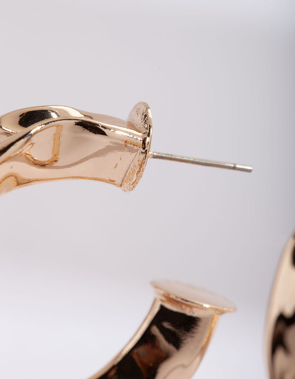 Gold Chunky Molten Hoop Earrings