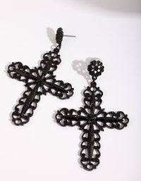 Black Filigree Cross Earrings - link has visual effect only