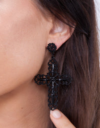 Black Filigree Cross Earrings - link has visual effect only