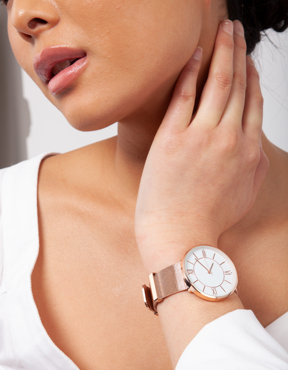 Rose Gold Classic Mesh Strap Watch