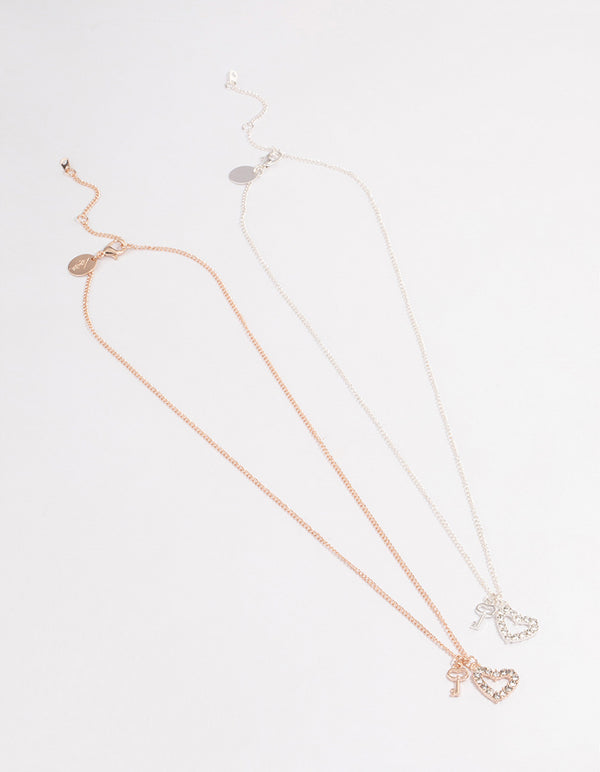 Best Friend Heart Lock Necklace Pack