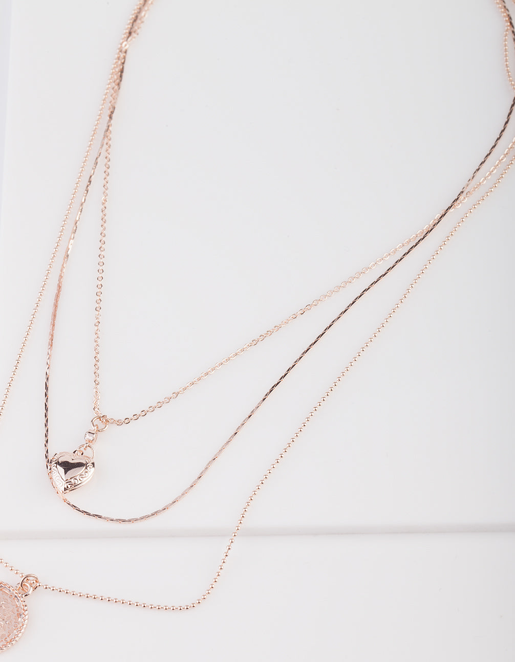 Rose Gold Heart Layered Necklace