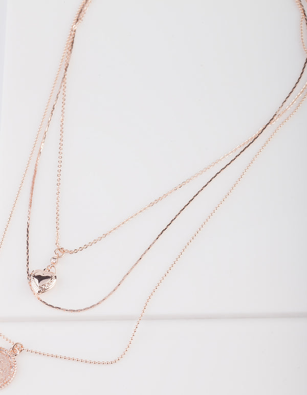 Rose Gold Heart Layered Necklace