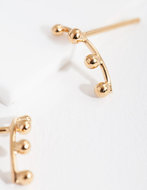 Gold Plated Sterling Silver Ball Crawler Earrings