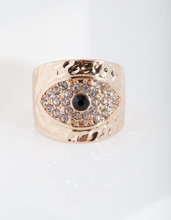 Gold Diamante Eye Band Ring