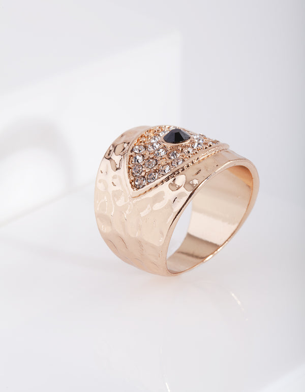 Gold Diamante Eye Band Ring