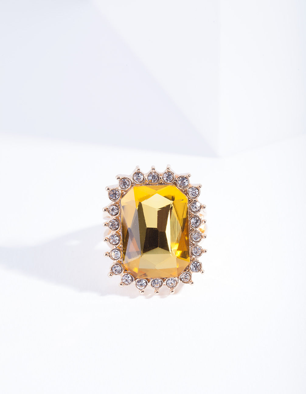 Gold Citrine Faceted Stone Ring
