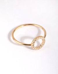 Gold Cubic Zirconia Open Circle Ring - link has visual effect only