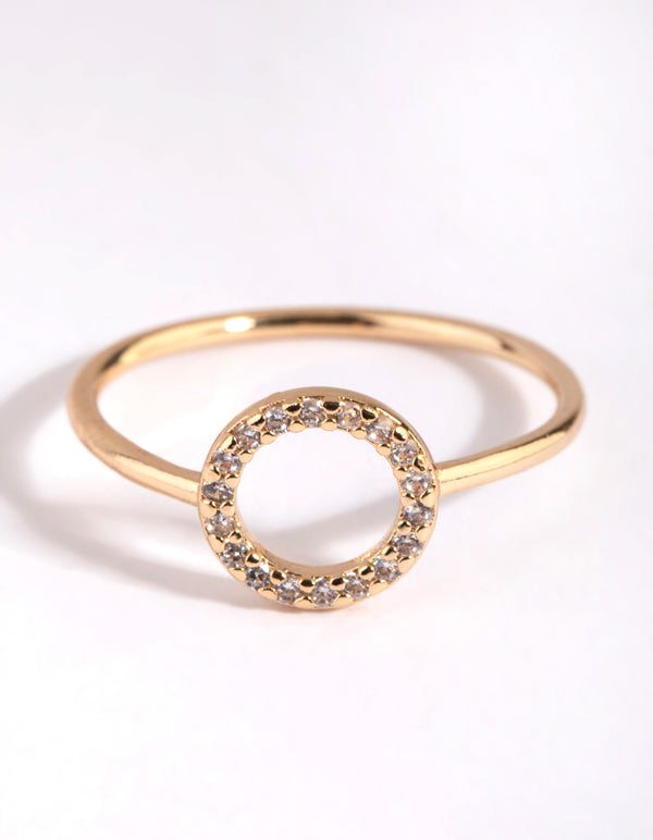Gold Cubic Zirconia Open Circle Ring