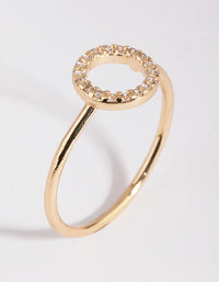 Gold Cubic Zirconia Open Circle Ring - link has visual effect only