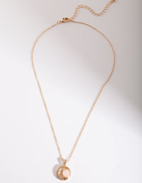 Gold Rose Quartz Moon Necklace - link has visual effect only